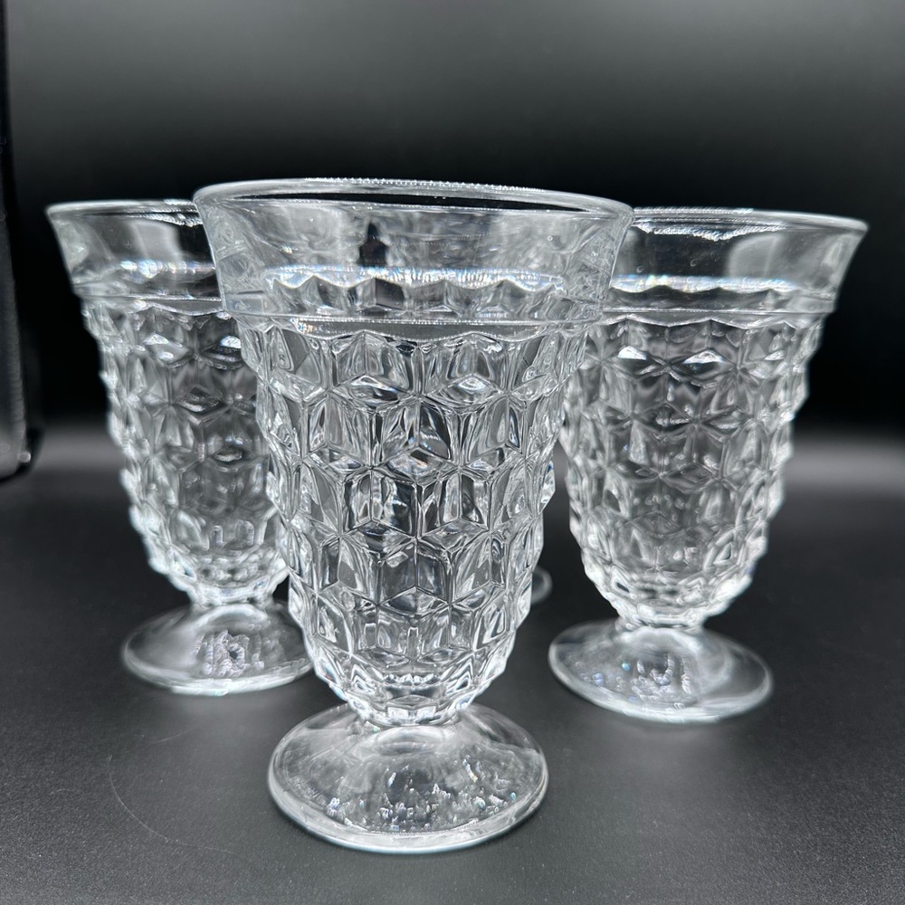 Fostoria American Clear #2056 Water Goblets – Set of 4, 5.5", Extraordinary Cond